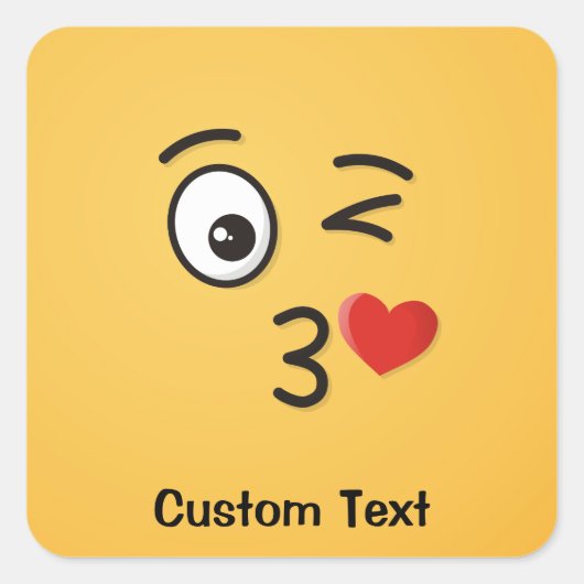 顔を投げるキスクラシックラウンドステッカー スクエアシール (正面)