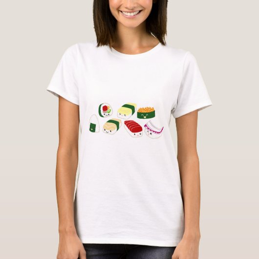 顔を搭載するかわいいの寿司 Tシャツ (正面)