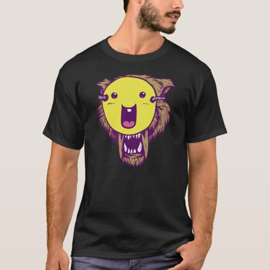 顔を搭載するオオカミ Tシャツ (正面)