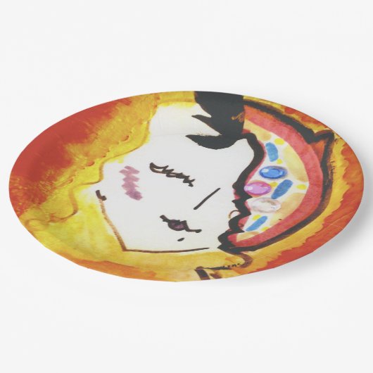 顔を搭載するカラフルで装飾的な紙皿 ペーパープレート