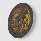 顔を搭載するファンキーでビクトリアンな真鍮のSteampunk ラージ壁時計 (傾斜)