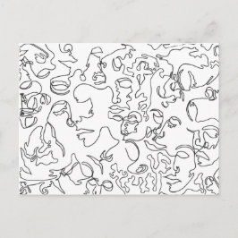 顔を搭載する線画の郵便はがき ポストカード