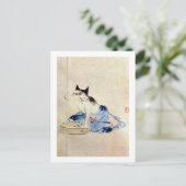 顔を洗う猫,広重猫顔洗浄広重 ポストカード (スタンド正面)