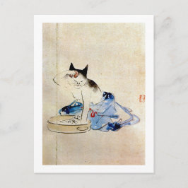 顔を洗う猫,広重猫顔洗浄広重 ポストカード