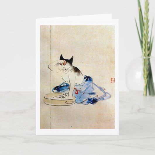 顔を洗う猫, 広重 Cat Face Wash, Hiroshige カード (正面)
