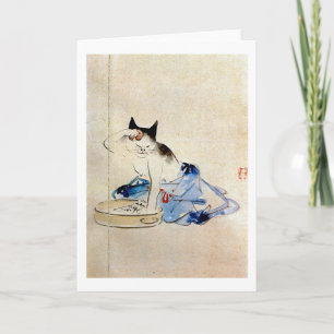 顔を洗う猫, 広重 Cat Face Wash, Hiroshige カード