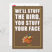 顔を膨らませて!フレンズギビング招待状(茶色) 招待状 (正面/裏面)