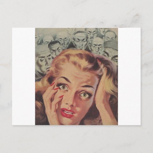 . .顔を見ている人たちとショックを受ける ポストカード (正面)