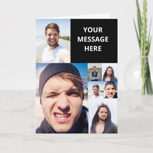 顔を貼り付けた写真コラージュ カード (正面)
