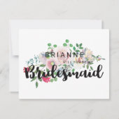 顔を赤くさせるバラの水の色は私の花嫁になる 招待状 (正面)