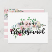 顔を赤くさせるバラの水の色は私の花嫁になる 招待状 (正面/裏面)