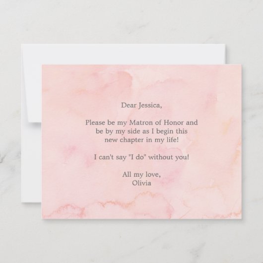 顔を赤くする開花は名誉カードの私のマトロン 招待状 (裏面)