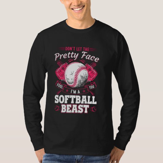 顔を騙すなかわいらしいソフトボール美しい Tシャツ (正面)