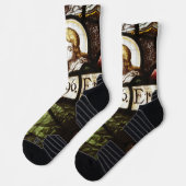 顔アート1950年代モダン中期メンズブラック ソックス (左)