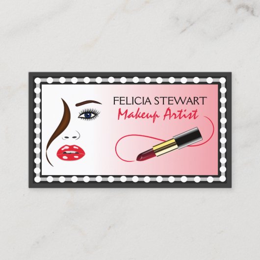 顔イン鏡メイクアップアーティスト美容師 名刺 (正面)