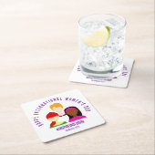 顔エレガントズ女子デー国際的3月8日 スクエアペーパーコースター (インサイチュ)