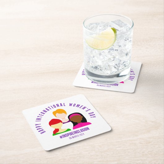 顔エレガントズ女子デー国際的3月8日 スクエアペーパーコースター (インサイチュ)