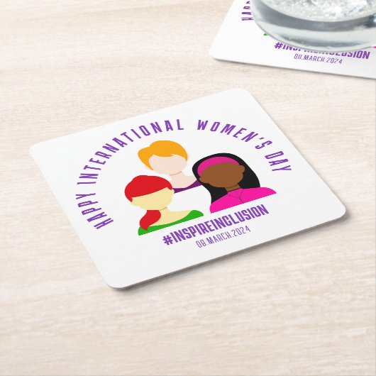 顔エレガントズ女子デー国際的3月8日 スクエアペーパーコースター (アングル)