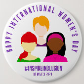 顔エレガントズ女子デー国際的3月8日 缶バッジ (正面)