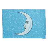 顔エレガントホワイトクレセントムーンスターズアクアブルー 枕カバー (正面左)