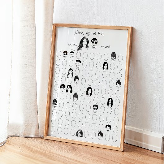 顔オルタナティブ結婚の100ゲストブックを描画 ポスター