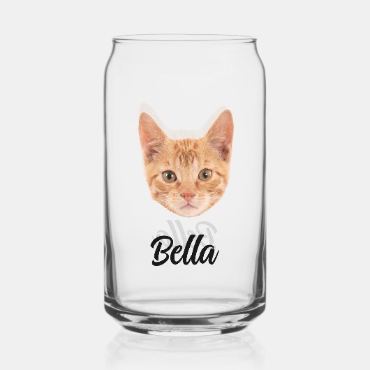 顔カスタムキャットモマペットラバーコーヒーコーパーソナライズされたヒー ガラス缶 (正面)