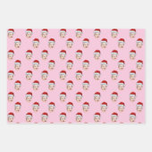 顔カスタムギフトラップサンタクロースハット顔 ラッピングペーパーシート (正面2)