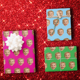 顔カスタムギフト、パーソナライズされた顔写真、家族 ラッピングペーパーシート