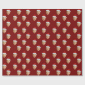 顔カスタムサンタクロースハットクリスマスホリデーギフト ラッピングペーパー (フラット)