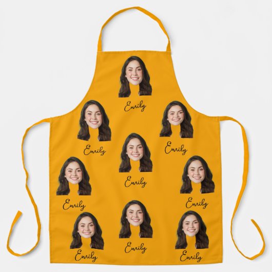 顔カスタムシェフキッチンおもしろいギフト女性男性用 エプロン (正面)