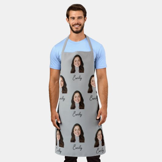 顔カスタムシェフキッチンおもしろいギフト女性男性用 エプロン (着用した状態)