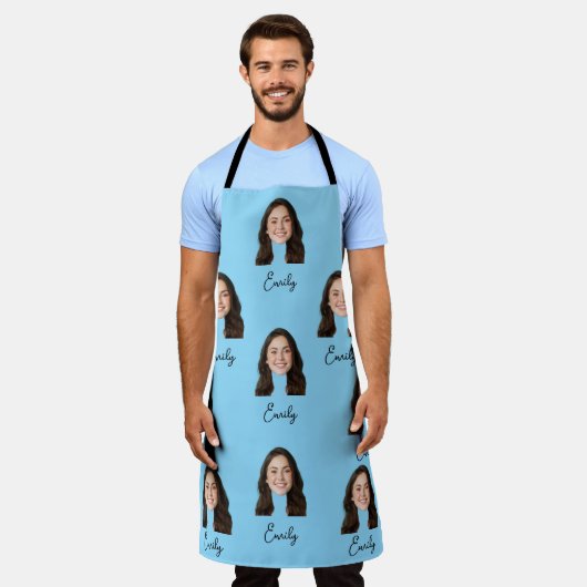 顔カスタムシェフキッチンおもしろいギフト女性男性用 エプロン (着用した状態)