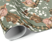 顔カスタムフォトクリスマス小妖精や小人ラッピング紙 ラッピングペーパー (ロールコーナー)