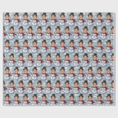 顔カスタムフォトクリスマス雪だるま包装紙 ラッピングペーパー (フラット)