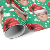 顔カスタムフォトサンタハットクリスマスギフトラップ ラッピングペーパー (ロールコーナー)