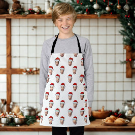 顔カスタムフォトサンタハットクリスマスギフト エプロン