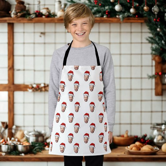顔カスタムフォトサンタハットクリスマスギフト エプロン