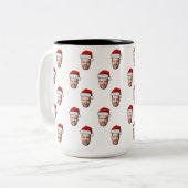 顔カスタムフォトサンタハットクリスマスギフト ツートーンマグカップ (正面左)
