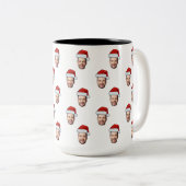 顔カスタムフォトサンタハットクリスマスギフト ツートーンマグカップ (正面右)