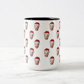 顔カスタムフォトサンタハットクリスマスギフト ツートーンマグカップ (中央)