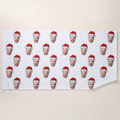 顔カスタムフォトサンタハットクリスマスギフト ビーチタオル (正面)