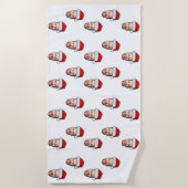 顔カスタムフォトサンタハットクリスマスギフト ビーチタオル (正面)