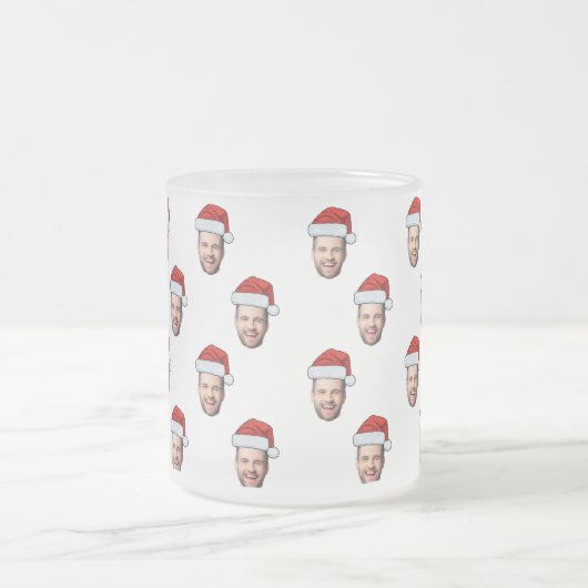 顔カスタムフォトサンタハットクリスマスギフト フロストグラスマグカップ (中央)