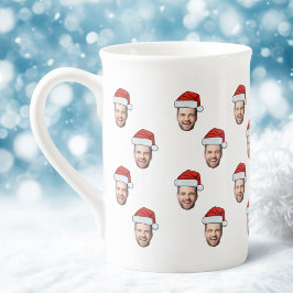 顔カスタムフォトサンタハットクリスマスギフト ボーンチャイナマグカップ