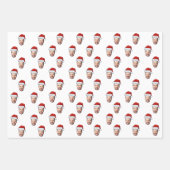 顔カスタムフォトサンタハットクリスマスギフト ラッピングペーパーシート (正面)