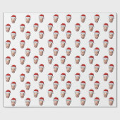 顔カスタムフォトサンタハットクリスマスギフト ラッピングペーパー (フラット)