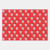 顔カスタムフォトサンタハットクリスマスグリーン ラッピングペーパーシート (正面2)