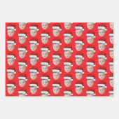 顔カスタムフォトサンタハットクリスマス ラッピングペーパーシート (正面3)