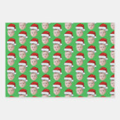 顔カスタムフォトサンタハットクリスマス ラッピングペーパーシート (正面2)