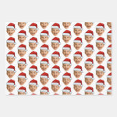 顔カスタムフォトサンタハットクリスマス ラッピングペーパーシート (正面)